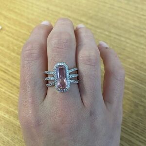 Elegant Pink Gemstone Silver Ring